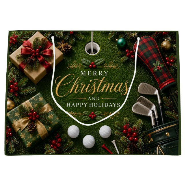 Grand Sac Cadeau Noël de golf vacances (Devant)