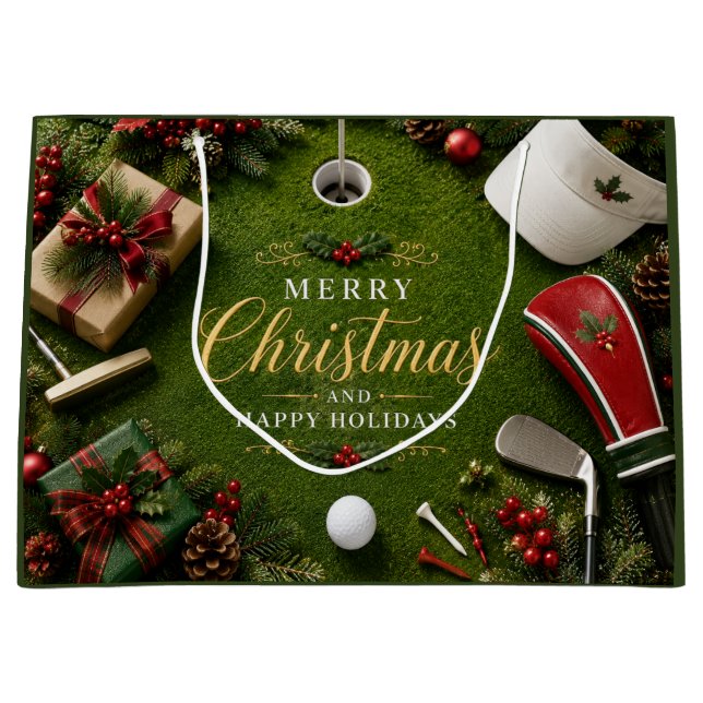 Grand Sac Cadeau Noël de golf vacances (Devant)
