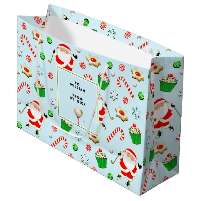 Grand Sac Cadeau Noël de golf vacances (Devant Angle)