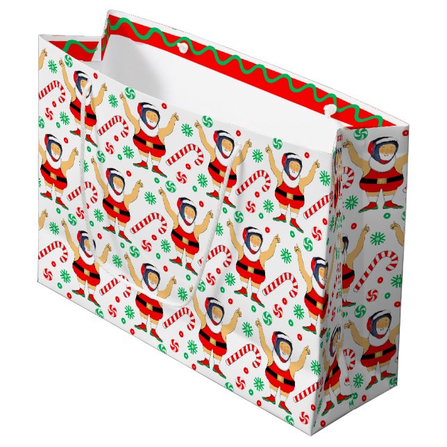 Grand Sac Cadeau Noël de lutte (Devant Angle)