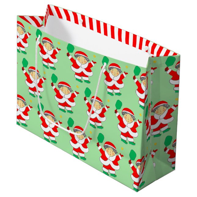 Grand Sac Cadeau Noël de pickleball (Devant Angle)