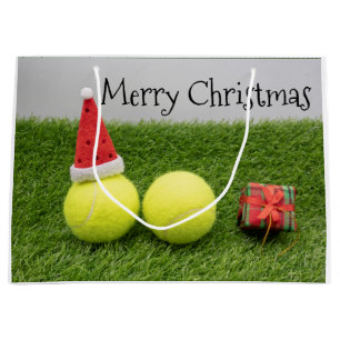Grand Sac Cadeau Noël de tennis avec balle de tennis et chapeau de