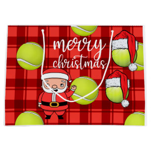 Grand Sac Cadeau Noël de tennis avec balle de tennis Santa Claus