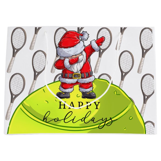 Grand Sac Cadeau Noël de tennis avec balle et raquette avec Père No (Devant)
