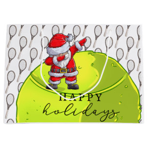 Grand Sac Cadeau Noël de tennis avec balle et raquette Santa Claus