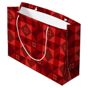 Grand Sac Cadeau Noël des étoiles nordiques rouges