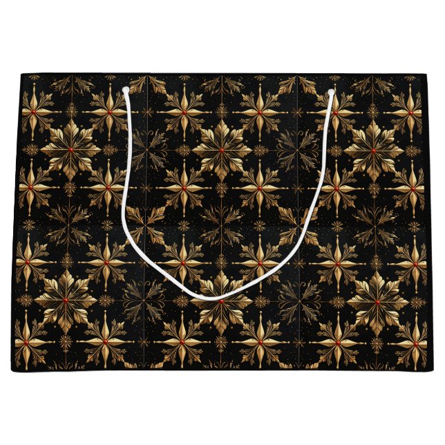 Grand Sac Cadeau Noël Élégant - Noir (Devant)