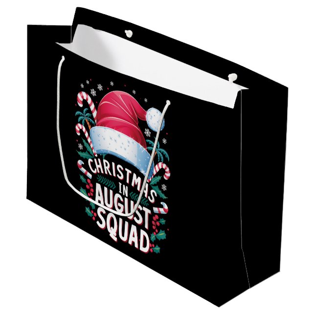 Grand Sac Cadeau Noël En Août Squad Drôle Noël D'Été (Devant Angle)