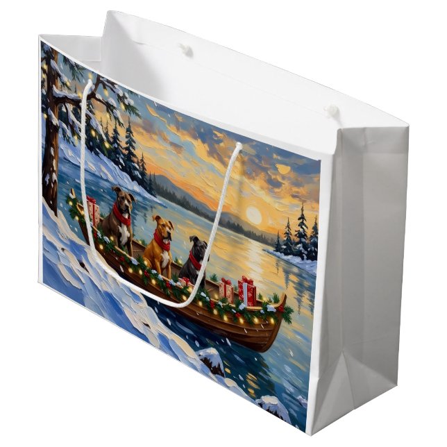 Grand Sac Cadeau Noël en bateau avec Pitbull (Devant Angle)