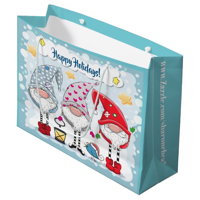 Grand Sac Cadeau Noël / Gnomes cadeau Fourre-tout (Devant Angle)