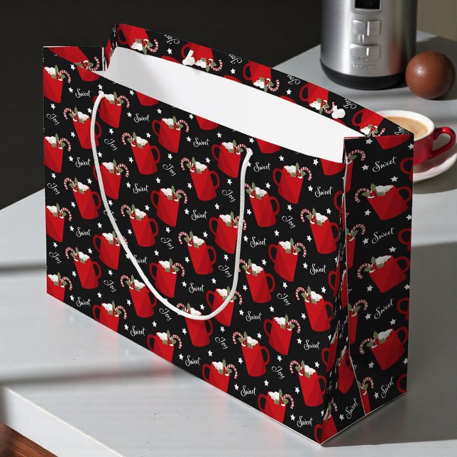 Grand Sac Cadeau Noël Hot Chocolate Joie | Vacances (Créateur téléchargé)