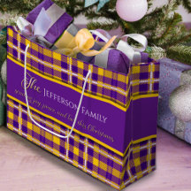 Noël joie paix amour violet jaune tartan
