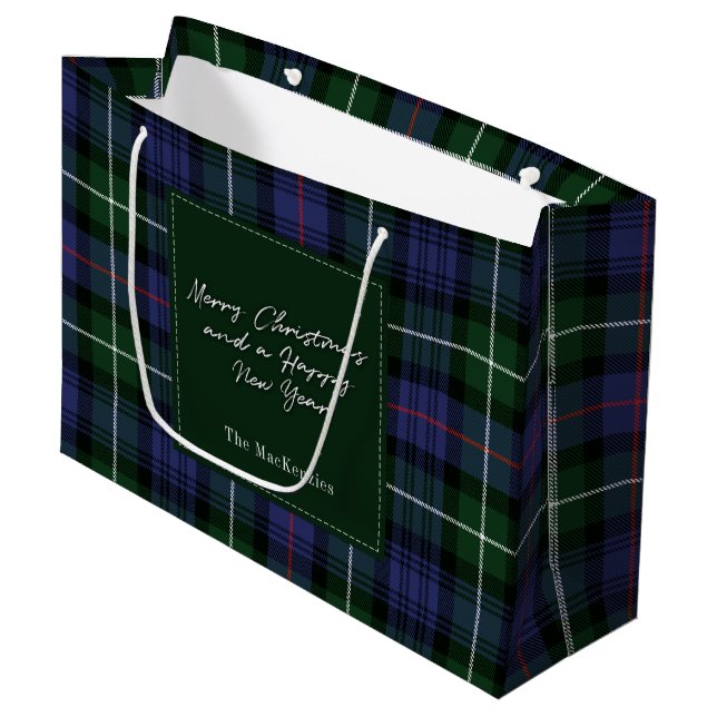 Grand Sac Cadeau Noël Jours fériés Clan MacKenzie Tartan (Devant Angle)