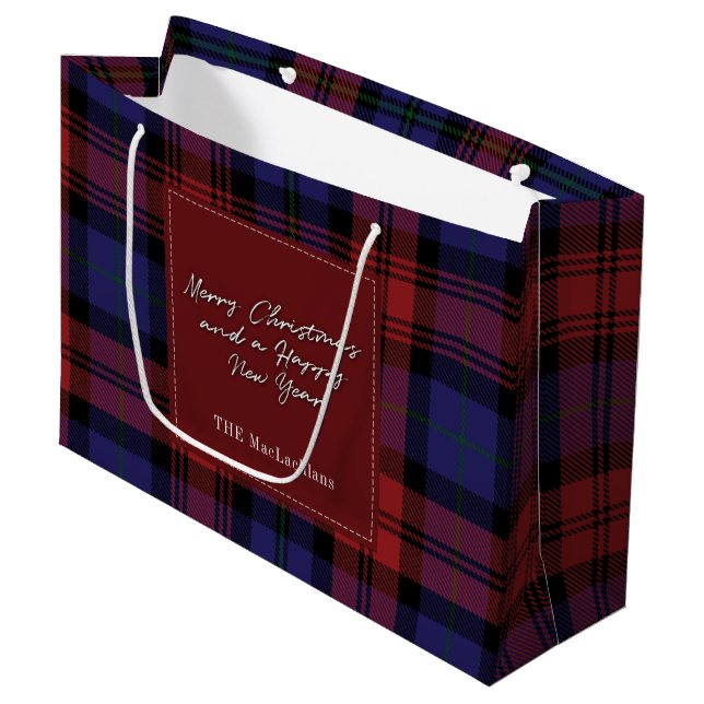 Grand Sac Cadeau Noël Jours fériés MacLachlan Tartan (Devant Angle)