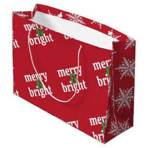 Grand Sac Cadeau Noël "Joyeux et brillant"