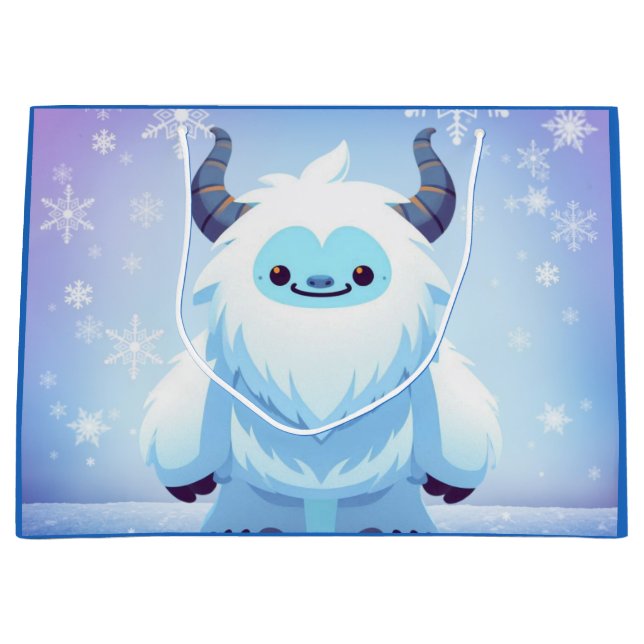 Grand Sac Cadeau Noël mignon/yeti d'hiver (Devant)