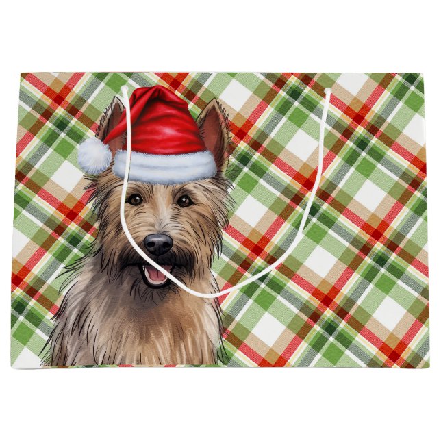 Grand Sac Cadeau Noël Plaid Berger Picard Amoureux des chiens Holid (Devant)