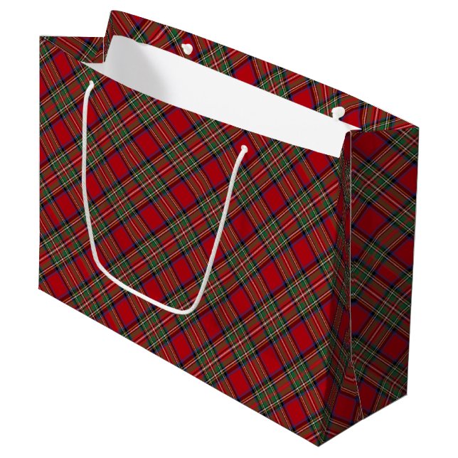 Grand Sac Cadeau Noël Plaid Clan Stewart Red Tartan (Devant Angle)