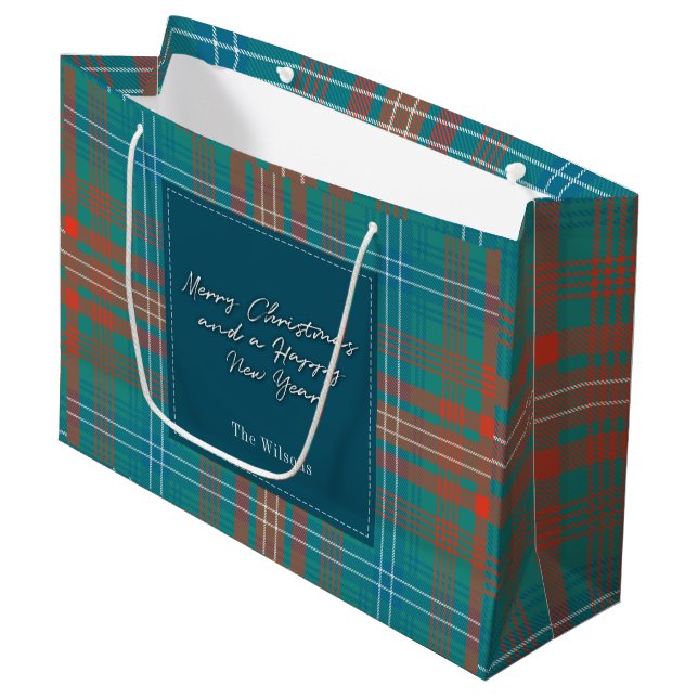 Grand Sac Cadeau Noël Plaid Holidays Clan Wilson Tartan (Devant Angle)