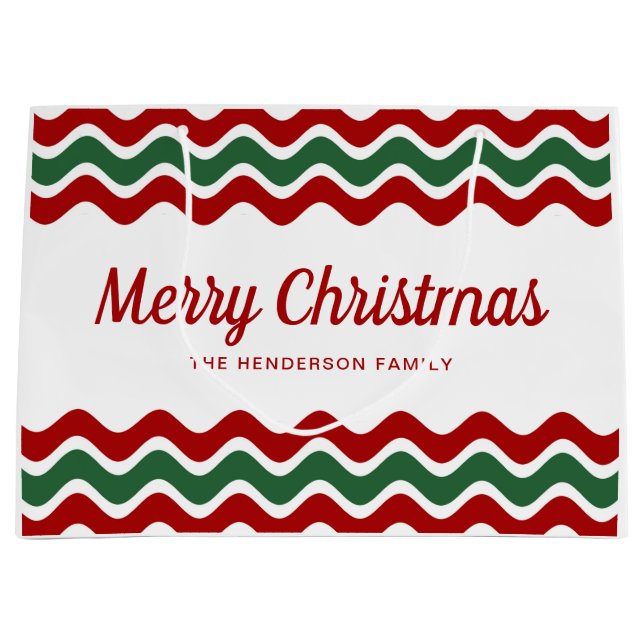 Grand Sac Cadeau Noël Rouge Et Vert Moderne (Devant)