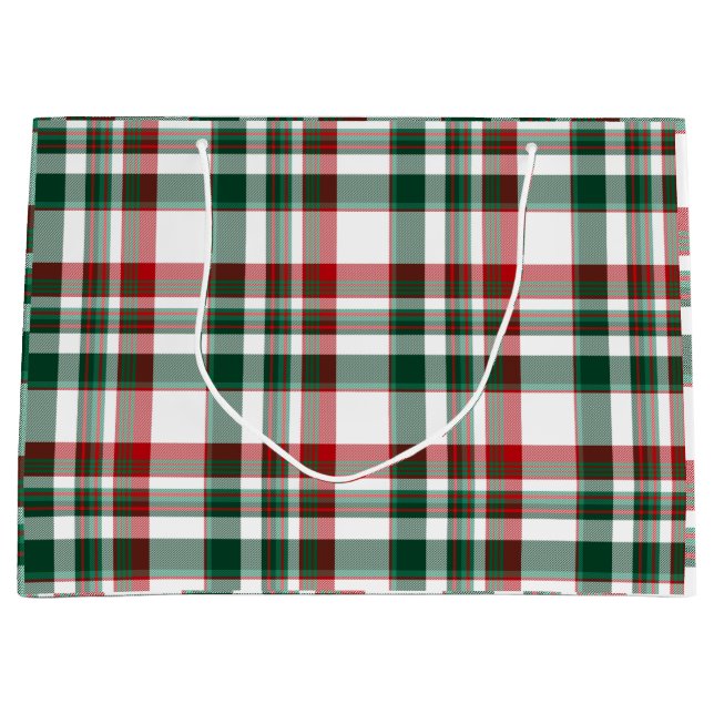 Grand Sac Cadeau Noël Rouge Et Vert Plat (Devant)