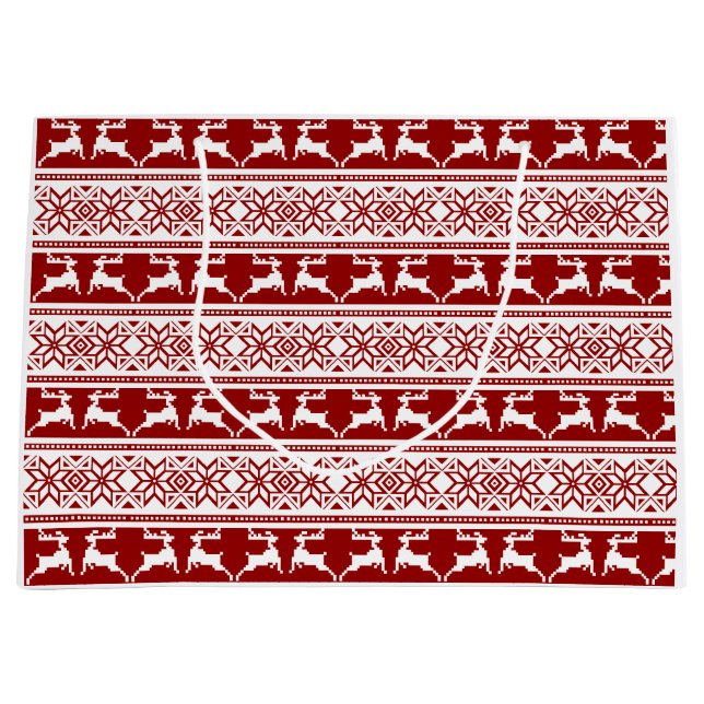 Grand Sac Cadeau Noël scandinave renne (Devant)