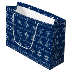 Grand Sac Cadeau Noël Snowflakes motif coutume arrière - plan 2