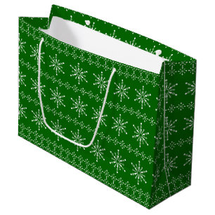 Grand Sac Cadeau Noël Snowflakes motif coutume arrière - plan 3