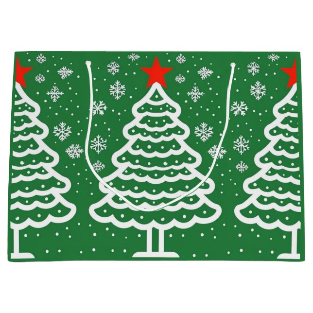 Grand Sac Cadeau Noël vert et rouge (Devant)