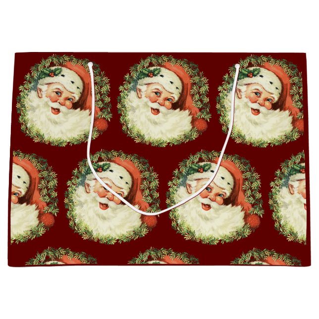 Grand Sac Cadeau Noël vintage Père Noël (Devant)
