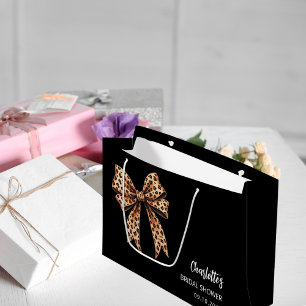 Grand Sac Cadeau Nœud à imprimé léopard noir Enterrement de vie de 