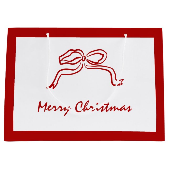 Grand Sac Cadeau Noeud rouge Noël moderne (Devant)