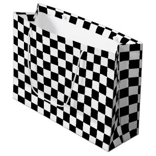 Grand Sac Cadeau Noir et blanc Checkered