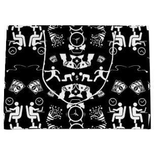 Grand Sac Cadeau Noir Et Blanc Félicitations Pour Le Nouveau Travai
