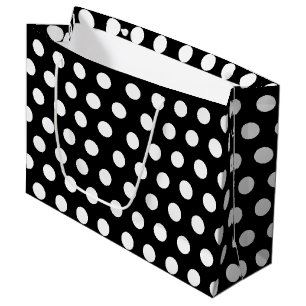Grand Sac Cadeau Noir et blanc Grand moyen Polka Point Noël