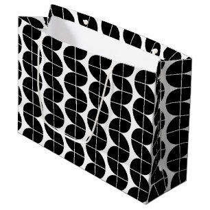Grand Sac Cadeau Noir et blanc Mid-Century Motif Abstrait moderne