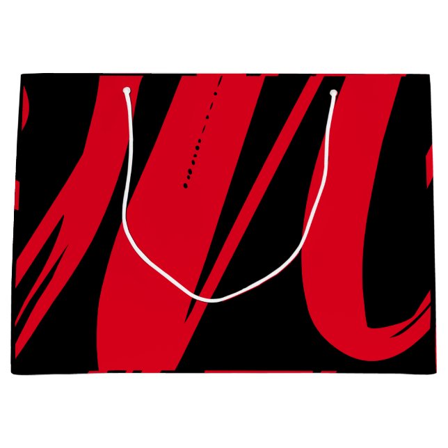 Grand Sac Cadeau Noir et rouge personnalisé unique (Devant)