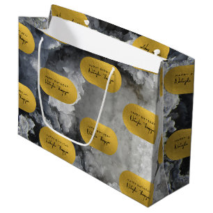 Grand Sac Cadeau Noir Gold Foil Crystals de mer Signature Script
