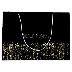 Grand Sac Cadeau Noir Gold Minimal Name Luxury Branding Light