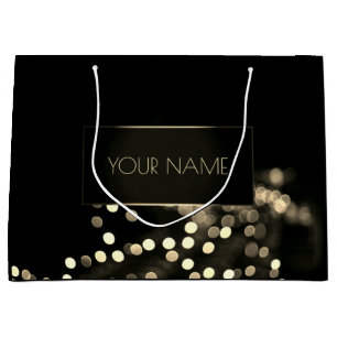 Grand Sac Cadeau Noir Gold Minimal Name Luxury Branding Lights