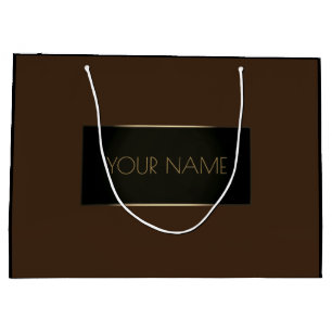Grand Sac Cadeau Noir Nom minimal Gold Luxury Branding Brown