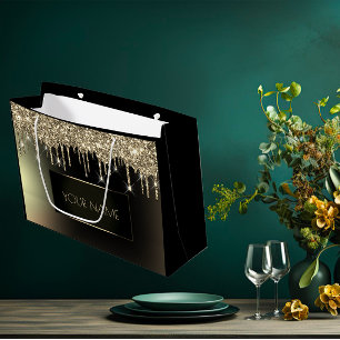 Grand Sac Cadeau Noir Nom minimal Gold Unités de marque