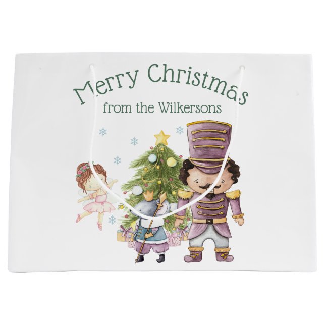 Grand Sac Cadeau Noisette de Noël Plum de sucre Fée et souris King (Devant)