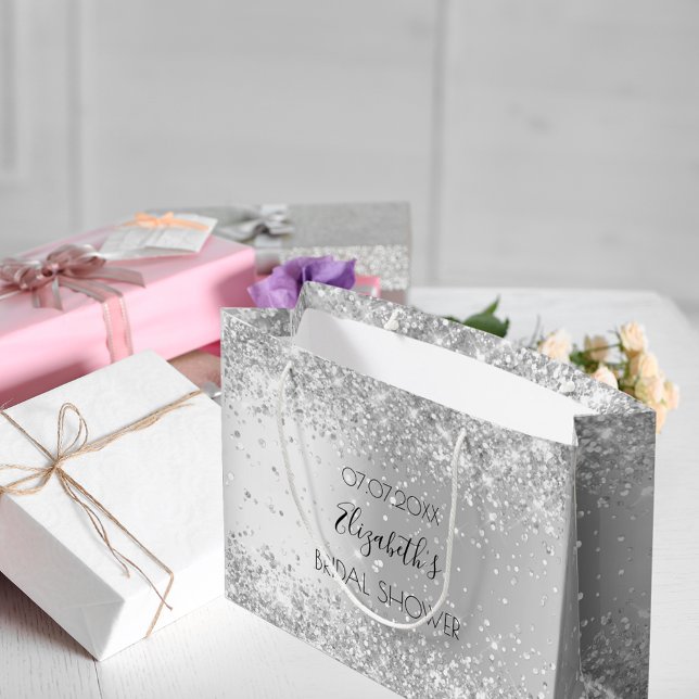 Grand Sac Cadeau Nom argent pour enterrement de vie de jeune fille (Créateur téléchargé)