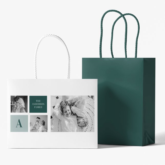 Grand Sac Cadeau Nom de famille personnalisé Collage Cadeau photo (Créateur téléchargé)