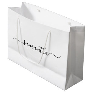 Grand Sac Cadeau Nom de la signature Black Elegant Swash