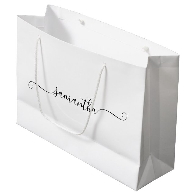 Grand Sac Cadeau Nom de la signature Black Girl Swash (Devant Angle)
