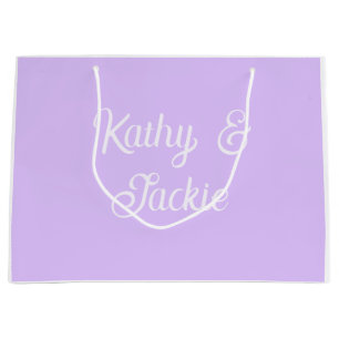 Grand Sac Cadeau Nom de mariage couple rétro pastel violet élégant