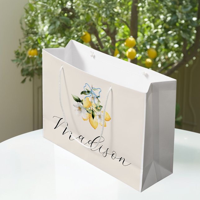 Grand Sac Cadeau Nom de mariage italien personnalisé Citron Citrus (Créateur téléchargé)