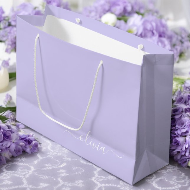 Grand Sac Cadeau Nom de monogramme féminin écriture moderne violet  (Créateur téléchargé)